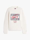 White Intarsia Logo Crew Neck Jumper  Men