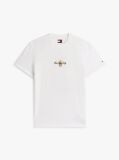 White Signature Logo Embroidery Crew Neck T-Shirt  Men