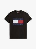 Negru Tricou Cu Guler Rotund Si Insigna Cu Steag  Barbati