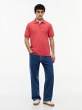 Rosu Polo Pique Cu Steag Hilfiger Croiala Regular   Barbati