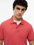 Rosu Polo Pique Cu Steag Hilfiger Croiala Regular   Barbati