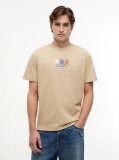 Bej Tricou Lejer Cu Logo Crest Pe Spate  Barbati
