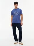 Blue Tricou Din Jersey Peached Si Logo Crest  Barbati