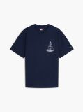 Blue Tricou Din Jersey Lejer Cu Imprimeu Pe Spate  Barbati