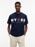 Blue Tricou Din Jersey Lejer Cu Logo Pe Spate  Barbati