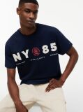 Blue Tricou Din Jersey Lejer Cu Logo Pe Spate  Barbati