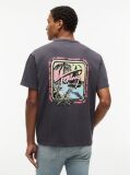 Gri Tricou Lejer Cu Textura Si Imprimeu Pe Spate  Barbati