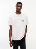 Alb Tricou Lejer Cu Textura Si Imprimeu Pe Spate  Barbati