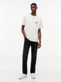 Alb Tricou Lejer Cu Textura Si Imprimeu Pe Spate  Barbati