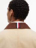 Beige Contrast Collar Canvas Chore Jacket  Men