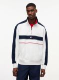 Alb Hanorac Lejer Quarter-Zip Si Blocuri De Culoare  Barbati