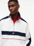 Alb Hanorac Lejer Quarter-Zip Si Blocuri De Culoare  Barbati