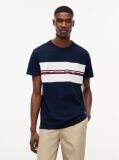 Blue Tricou Din Jersey Peached Cu Dungi  Barbati