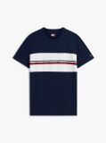Blue Tricou Din Jersey Peached Cu Dungi  Barbati