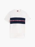 Alb Tricou Din Jersey Peached Cu Dungi  Barbati