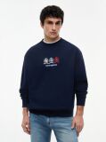 Blue Hanorac Lejer Cu Logo-ul Repetat Crest  Barbati