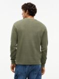 Green Washed Waffle Knit Henley Long Sleeve T-Shirt  Men