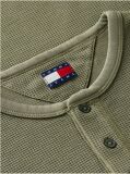 Green Washed Waffle Knit Henley Long Sleeve T-Shirt  Men