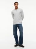 Gri T-Shirt Cu Maneca Lunga Tricotat Uzat   Barbati