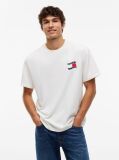 Alb Wavy Flag Back Logo Relaxed T-Shirt Cu Croiala Lejera Si Steag Undulat Pe Spate  Barbati