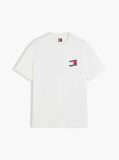 Alb Wavy Flag Back Logo Relaxed T-Shirt Cu Croiala Lejera Si Steag Undulat Pe Spate  Barbati