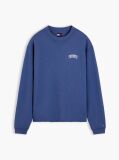 Blue Bluza De Trening Cu Guler Rotund Croiala Lejera Si Logo  Barbati