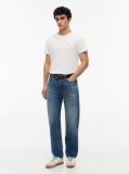 Denim Blugi Tapered Whiskered Cu Croiala Regular  Barbati