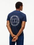 Blue T-Shirt Din Jerseu Cu Steag Undulat Pe Spate  Barbati