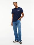Blue T-Shirt Din Jerseu Cu Guler Rotund Si Logo  Barbati