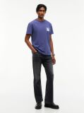 Blue T-Shirt Din Jerseu Cu Guler Rotund Si Logo  Barbati