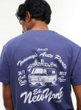 Blue T-Shirt Din Jerseu Cu Guler Rotund Si Logo  Barbati