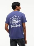 Blue T-Shirt Din Jerseu Cu Guler Rotund Si Logo  Barbati