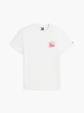 Alb T-Shirt Din Jerseu Cu Guler Rotund Si Logo  Barbati