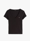 Negru Tricou Essential Slim Fit Cu Guler In V  Femei