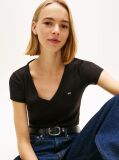 Negru Tricou Essential Slim Fit Cu Guler In V  Femei
