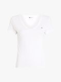Alb Tricou Essential Slim Fit Cu Guler In V  Femei