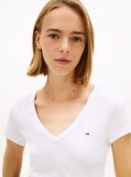 Alb Tricou Essential Slim Fit Cu Guler In V  Femei