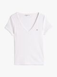 Alb Tricou Essential Slim Fit Cu Guler In V  Femei