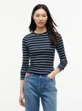 Multi Tricou Slim Cu Maneca Lunga Si Guler Riplat  Femei