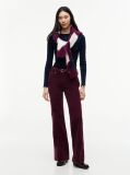 Blue Tricou Slim Cu Maneca Lunga Si Guler Riplat  Femei