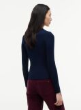 Blue Tricou Slim Cu Maneca Lunga Si Guler Riplat  Femei
