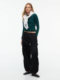 Green Ribbed Slim Long Sleeve T-Shirt  Women