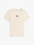 Galben TricouTommy Badge Ribbed Slim   Femei