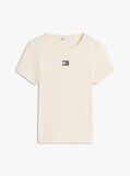 Galben TricouTommy Badge Ribbed Slim   Femei