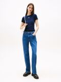 Blue TricouTommy Badge Ribbed Slim   Femei