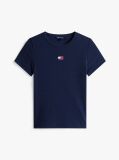 Blue TricouTommy Badge Ribbed Slim   Femei