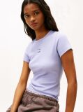 Mov TricouTommy Badge Ribbed Slim   Femei