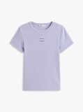 Mov TricouTommy Badge Ribbed Slim   Femei