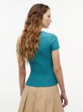 Blue TricouTommy Badge Ribbed Slim   Femei