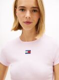 Roz TricouTommy Badge Ribbed Slim   Femei